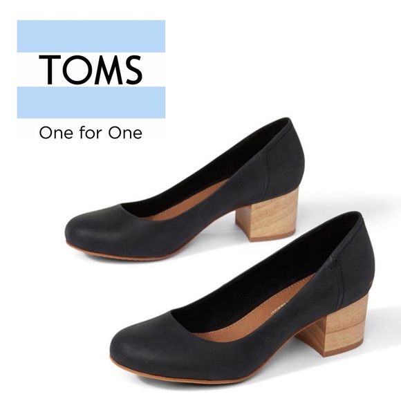 Toms Shoes - Toms Beverly Leather Wood Block Heels in Black